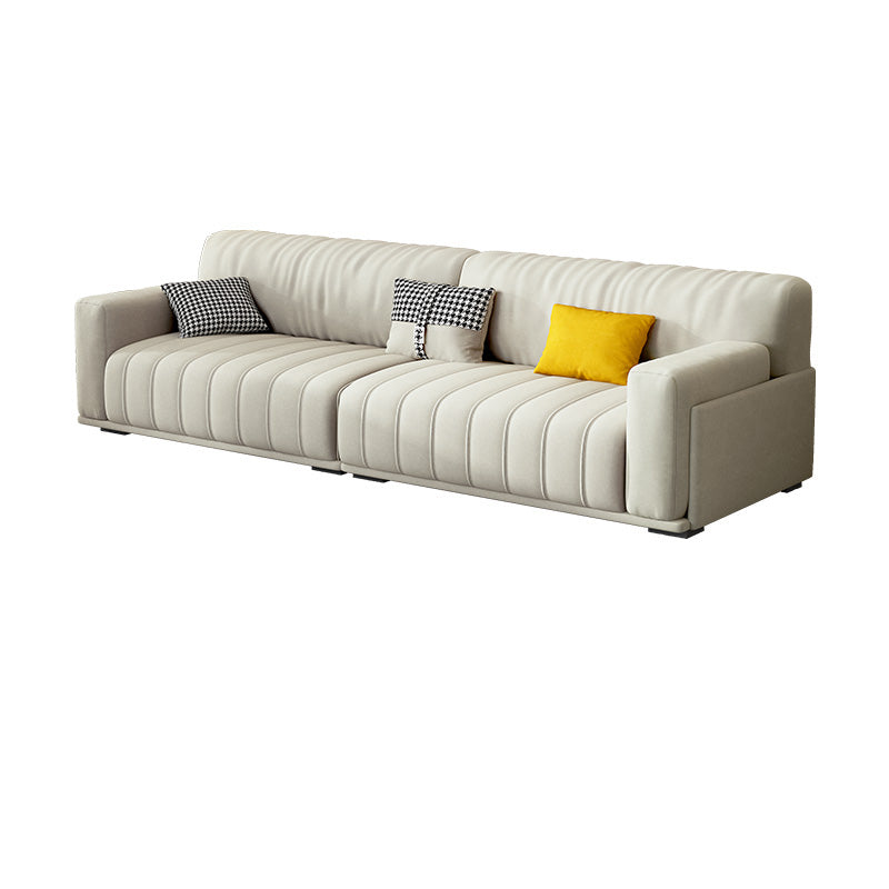 Fabric Square Arm Sofa with Pillows Standard Seating in White