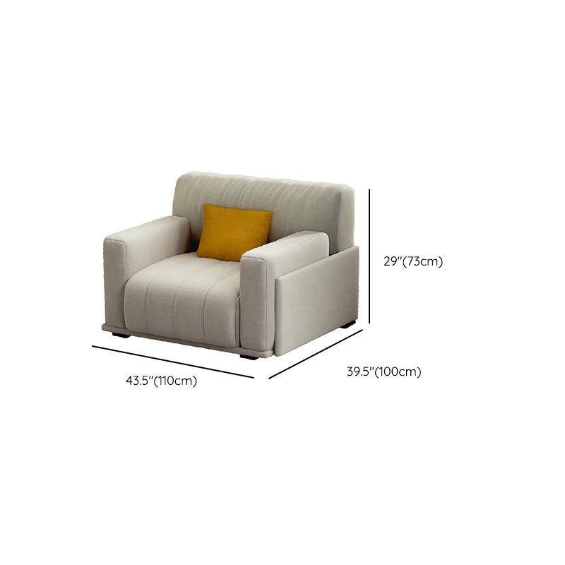 Fabric Square Arm Sofa with Pillows Standard Seating in White