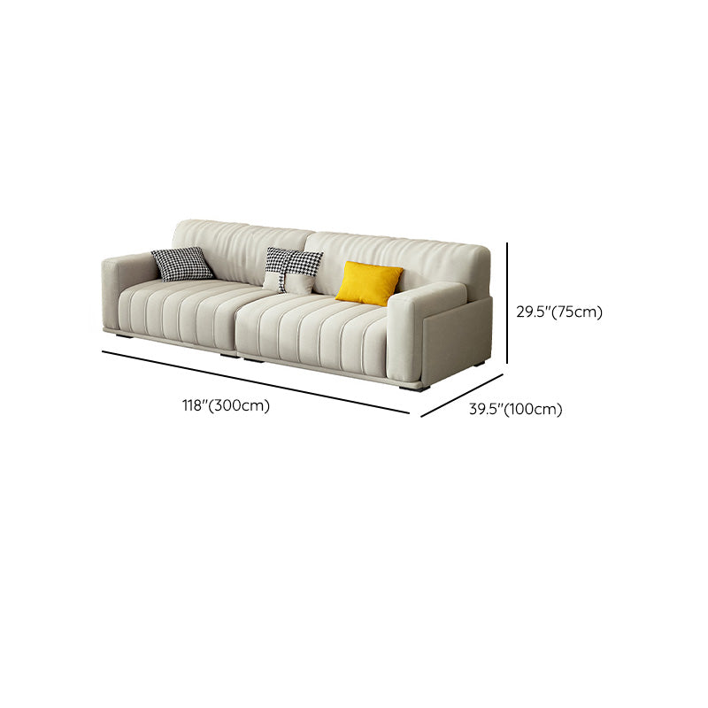 Fabric Square Arm Sofa with Pillows Standard Seating in White