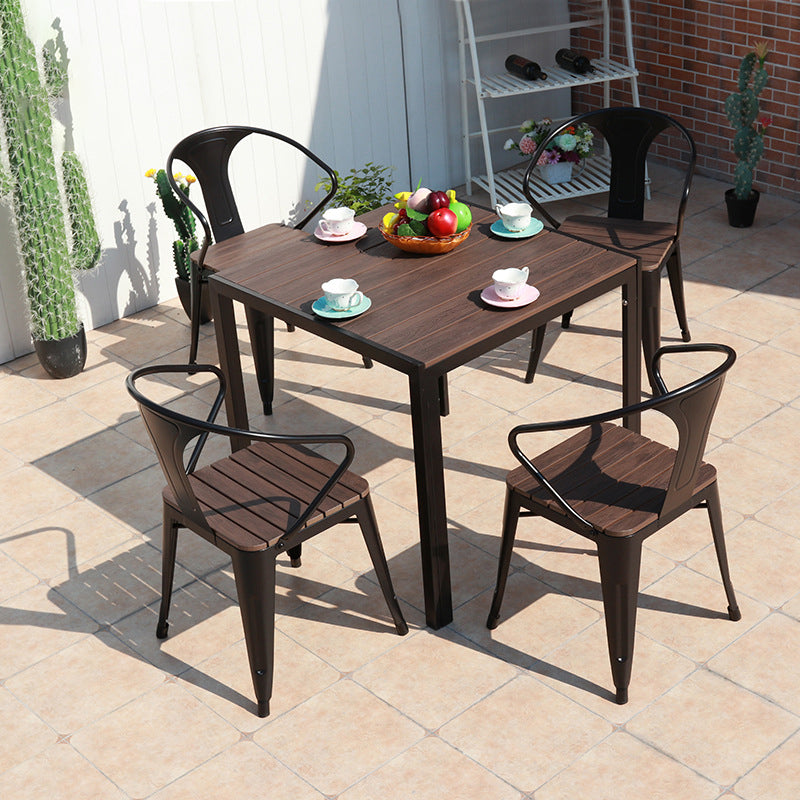 1/5/7 Pcs Faux Wood Dining Table Set Industrial Outdoor Dining Set