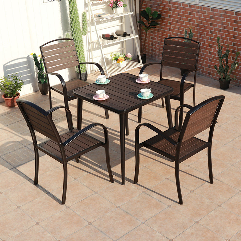 1/5/7 Pcs Faux Wood Dining Table Set Industrial Outdoor Dining Set