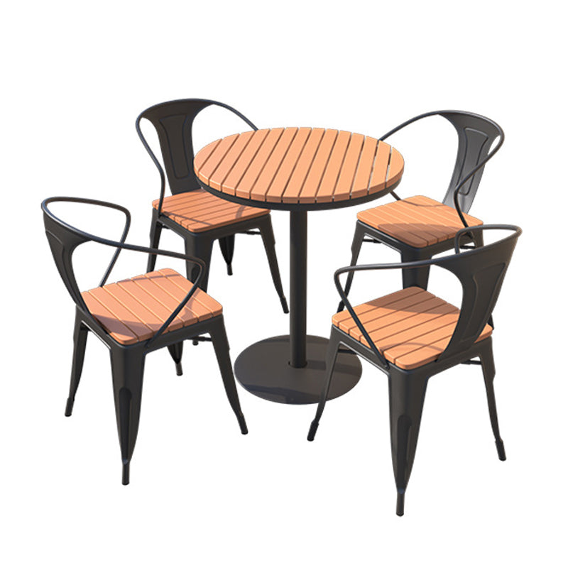 1/3/4/5 Pcs Brown Dining Set Industrial Round Dining Table Set