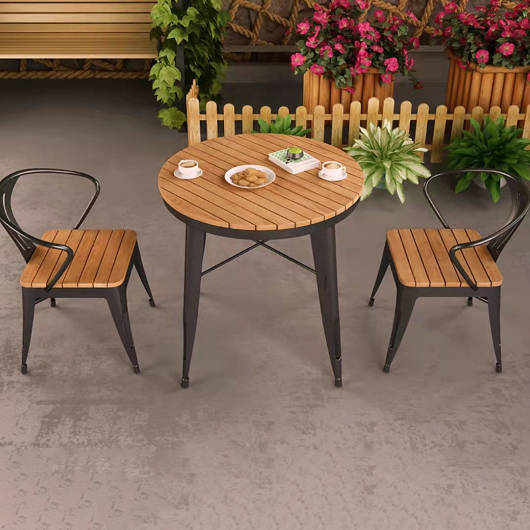 1/3/5 Pcs Metal Dining Table Set Industrial Round Dining Set