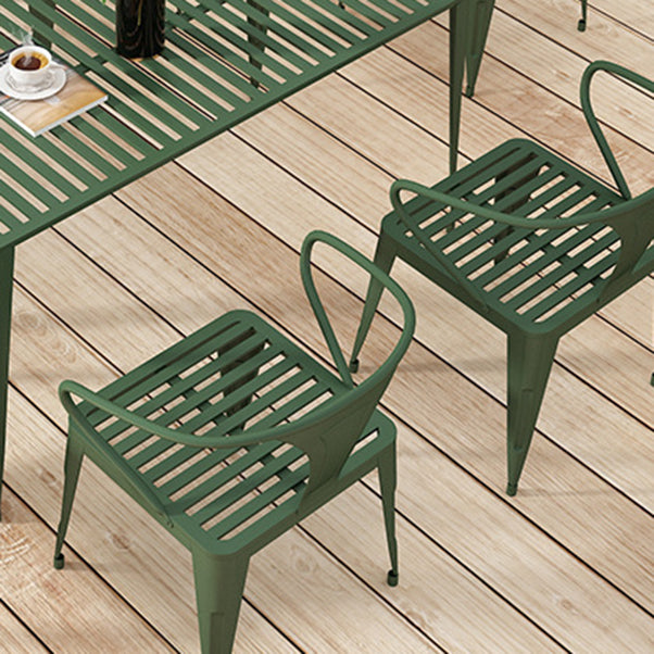 Modern Rectangular Dining Table Set 1/5/7 Pcs Metal Dining Set