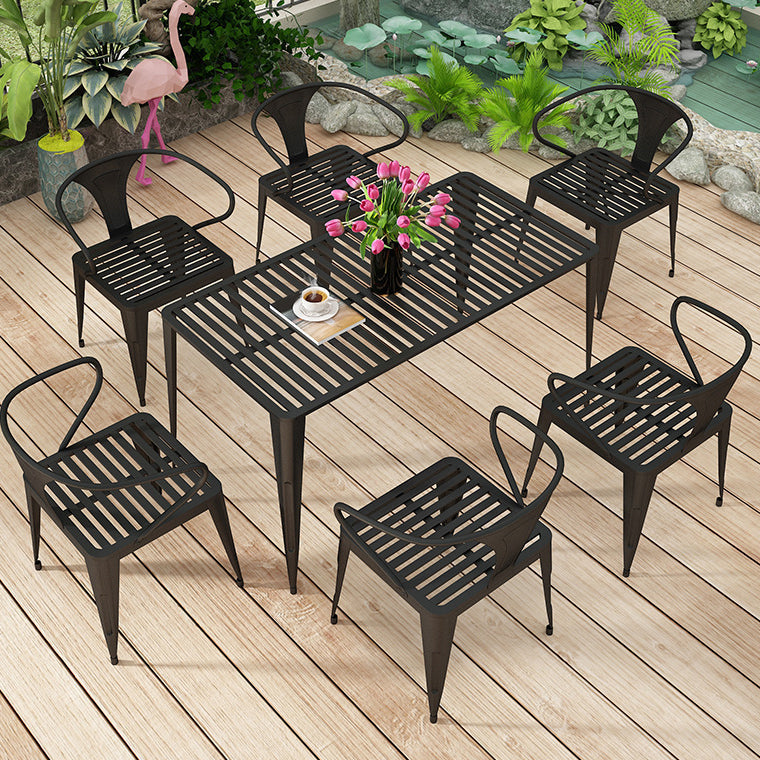 Modern Rectangular Dining Table Set 1/5/7 Pcs Metal Dining Set