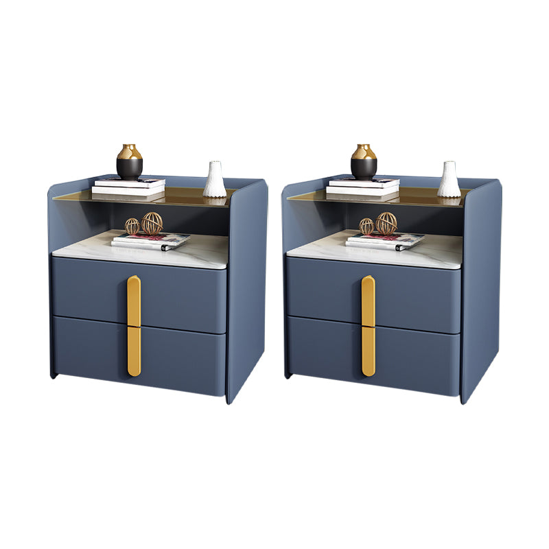 Modern Nightstand Glass Accent Table Nightstand with 2 Drawers