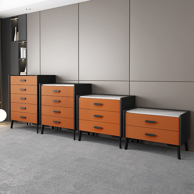 Contemporary Bedroom Stone Storage Chest Vertical Chest with Black Legs