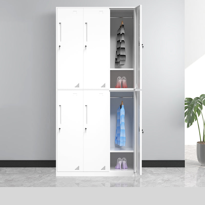 35.5"L x 19.5"W x 73"H White Wardrobe Armoire with Garment Rod Steel Wardrobe Cabinet