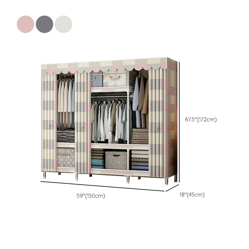 Modern Metal Wardrobe Cloth Rod Included Wardrobe Closet with Shelves