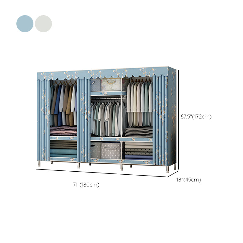 Modern Metal Wardrobe Cloth Rod Included Wardrobe Closet with Shelves