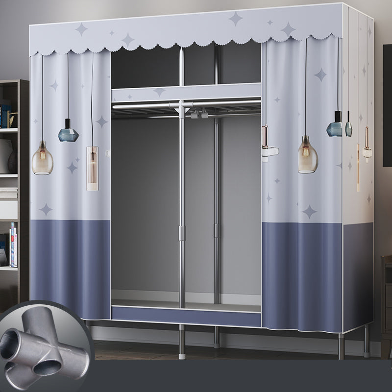 Contemporary Style Metal Wardrobe 2-Shelves Wardrobe Closet for Bedroom