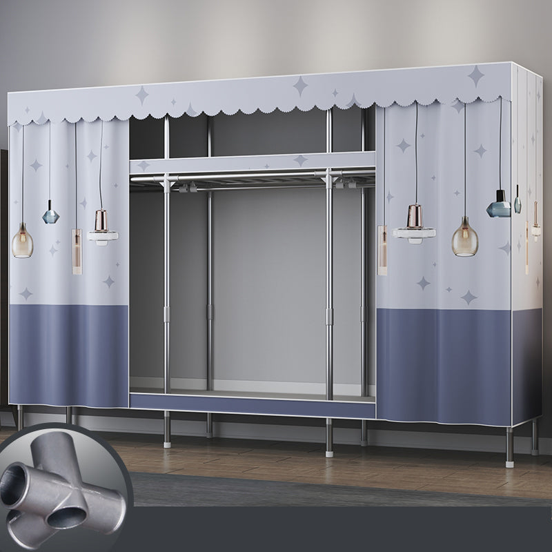 Contemporary Style Metal Wardrobe 2-Shelves Wardrobe Closet for Bedroom