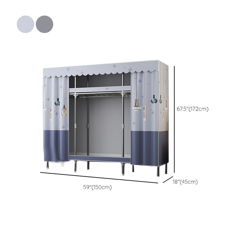Contemporary Style Metal Wardrobe 2-Shelves Wardrobe Closet for Bedroom