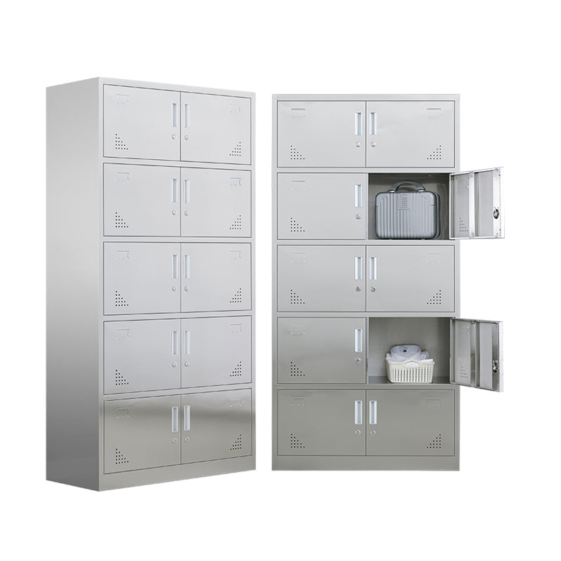 35.5"L x 16.5"W x 71"H Hinged Door Storage Cabinet Contemporary Cabinet with Metal Doors