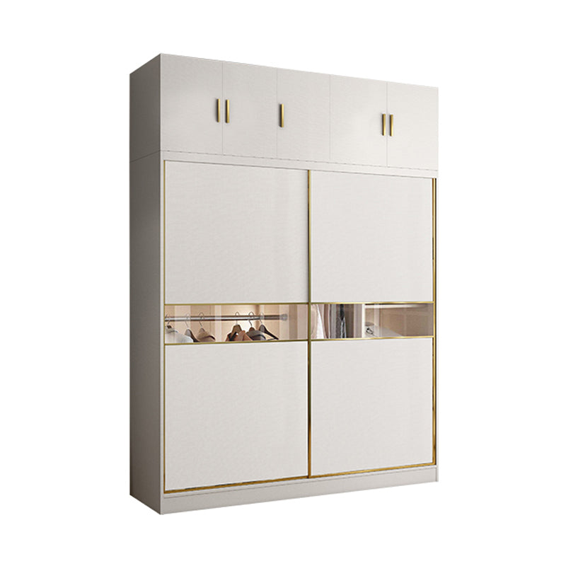 White Colour Wooden Wardrobe Modern Cloth Rod Included Wardrobe Closet for Bedroom