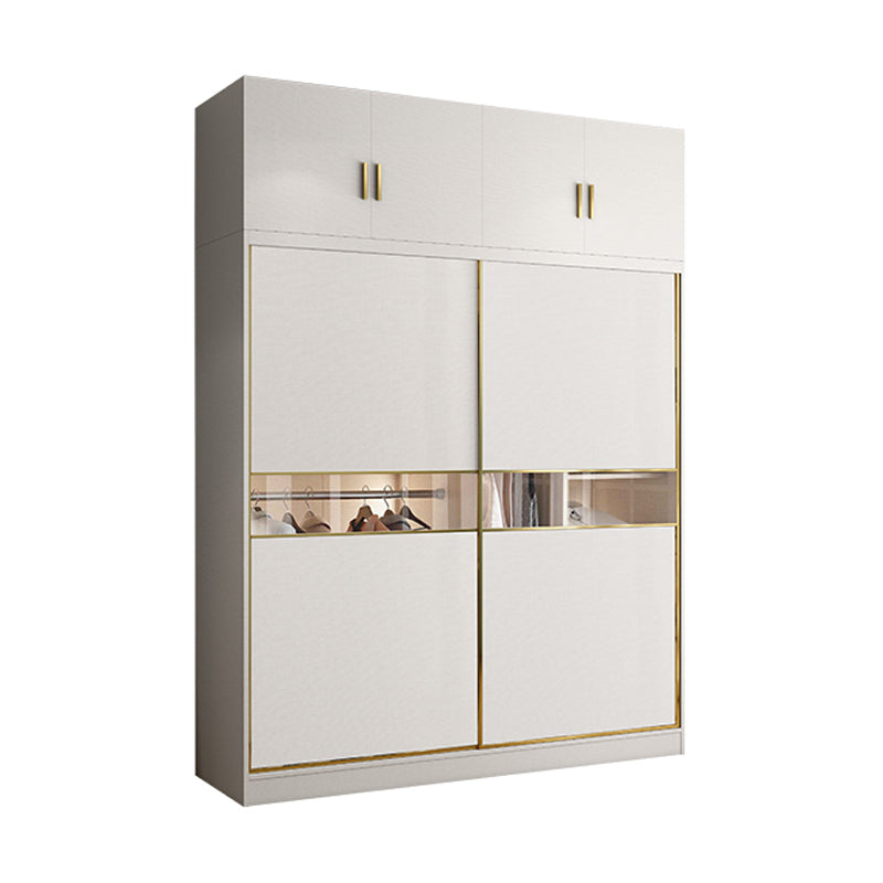 White Colour Wooden Wardrobe Modern Cloth Rod Included Wardrobe Closet for Bedroom