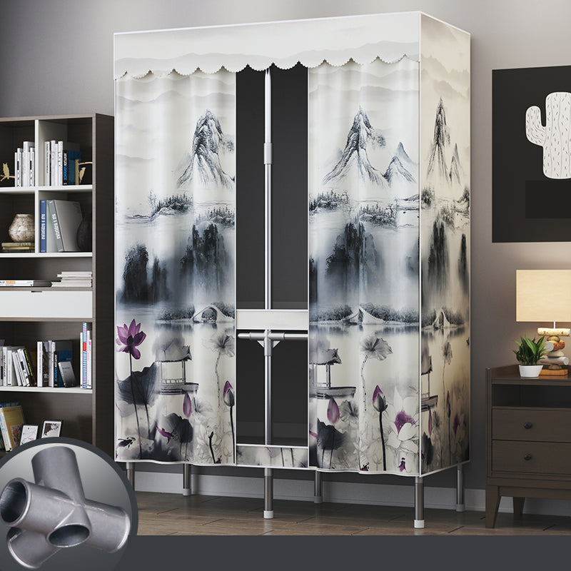 Contemporary Style Metal Wardrobe 1-door Wardrobe Closet for Bedroom