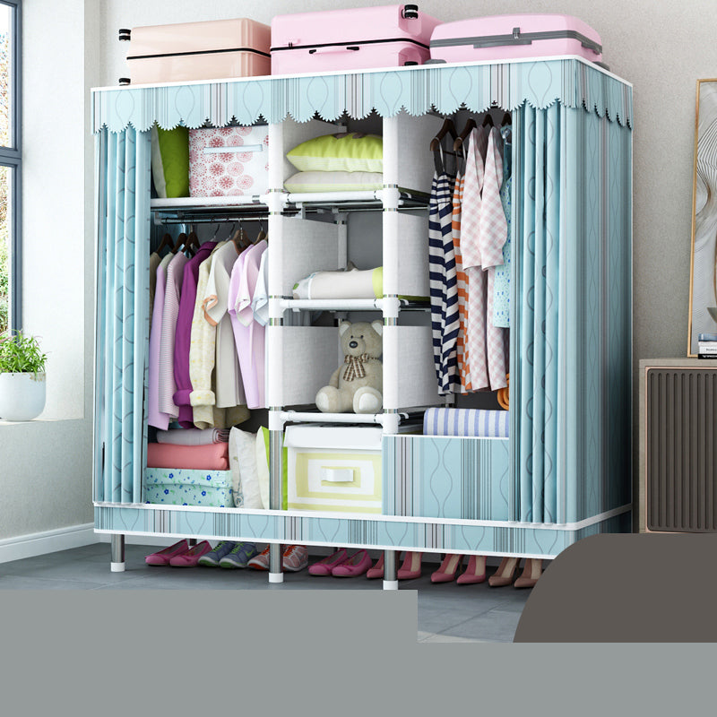 Matte Finish Wardrobe with Metal Legs Modern Bedroom Storage Cabinet