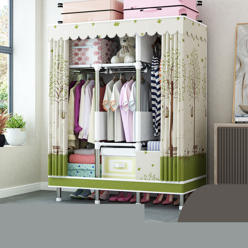 Matte Finish Wardrobe with Metal Legs Modern Bedroom Storage Cabinet