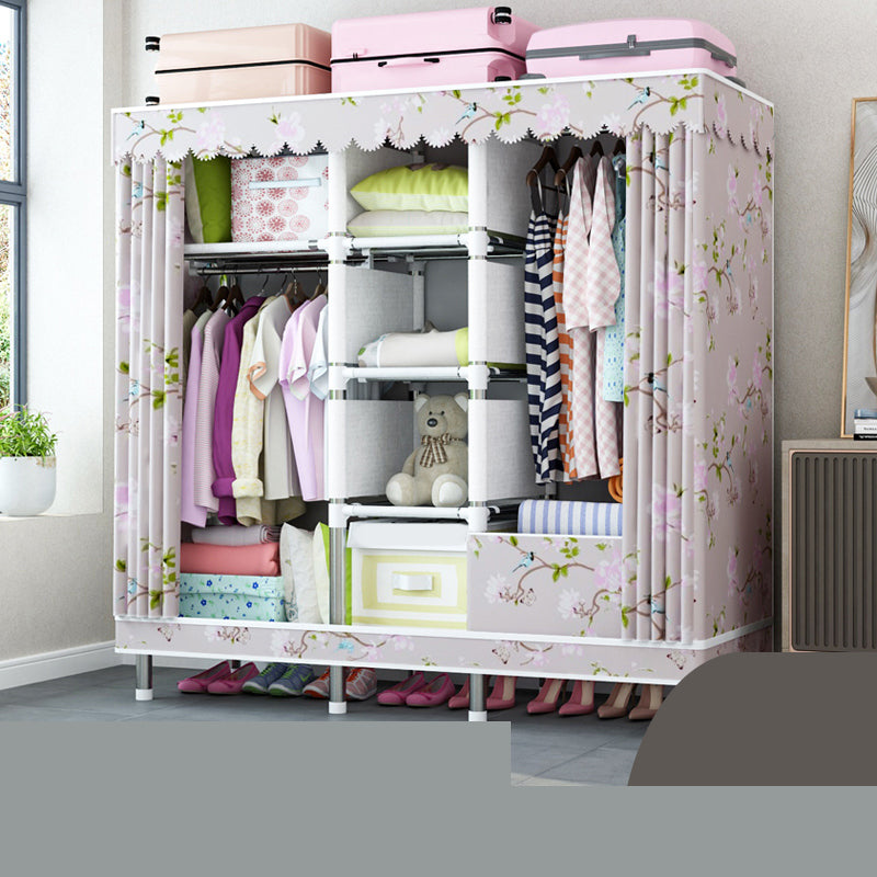 Matte Finish Wardrobe with Metal Legs Modern Bedroom Storage Cabinet