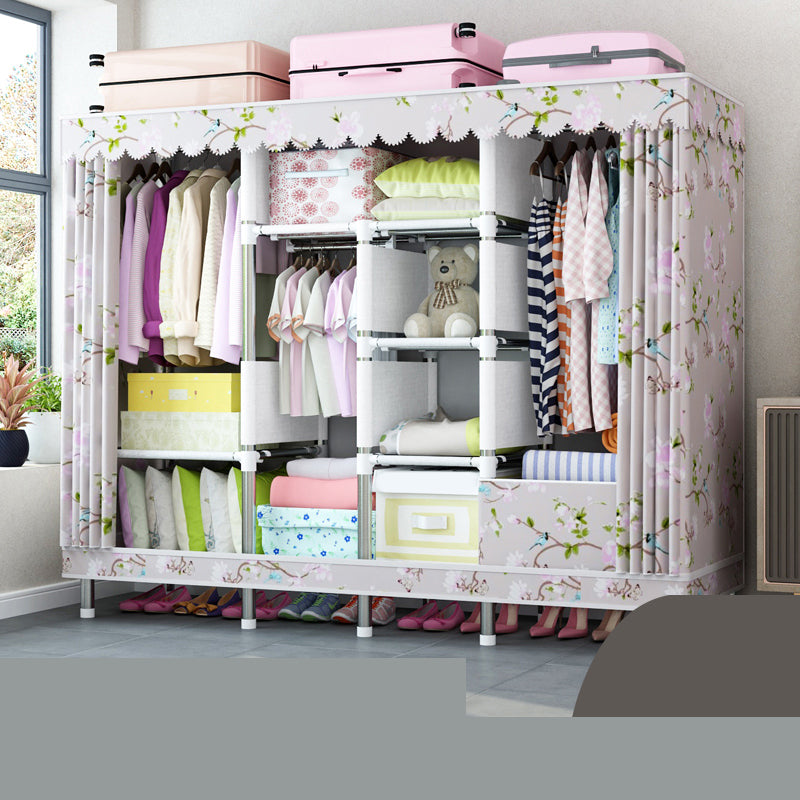 Matte Finish Wardrobe with Metal Legs Modern Bedroom Storage Cabinet