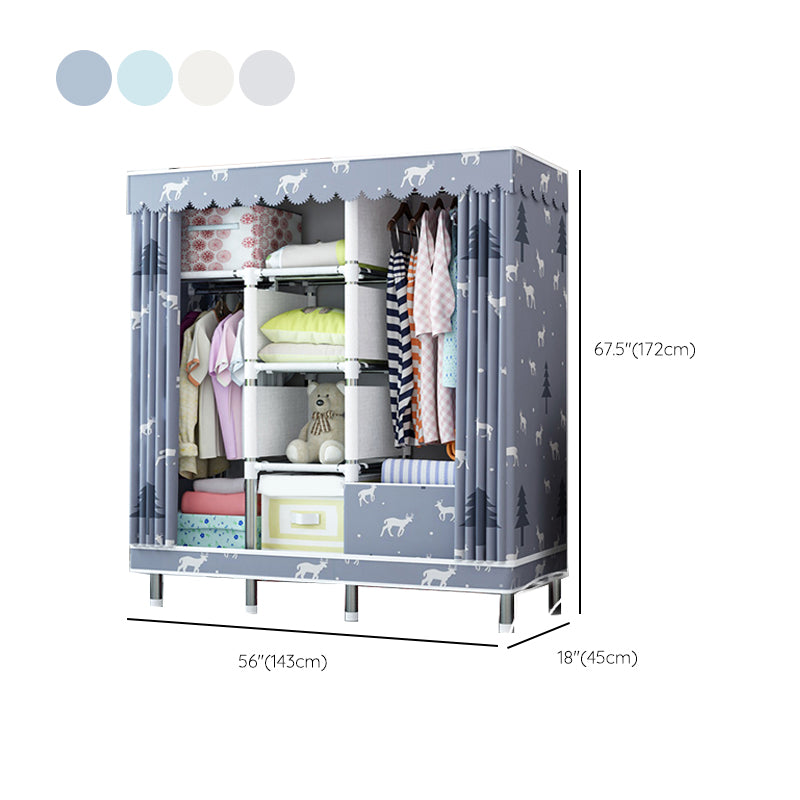 Matte Finish Wardrobe with Metal Legs Modern Bedroom Storage Cabinet