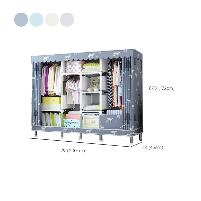 Matte Finish Wardrobe with Metal Legs Modern Bedroom Storage Cabinet