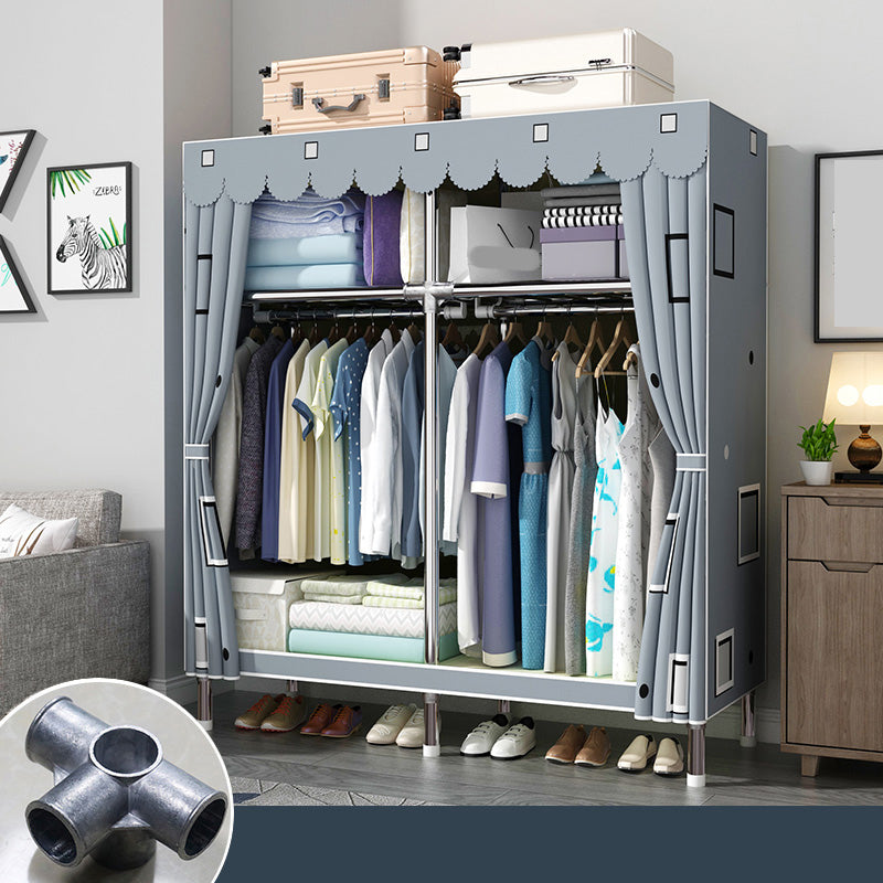 Matte Finish Wardrobe with Metal Frame Modern Storage Cabinet for Home