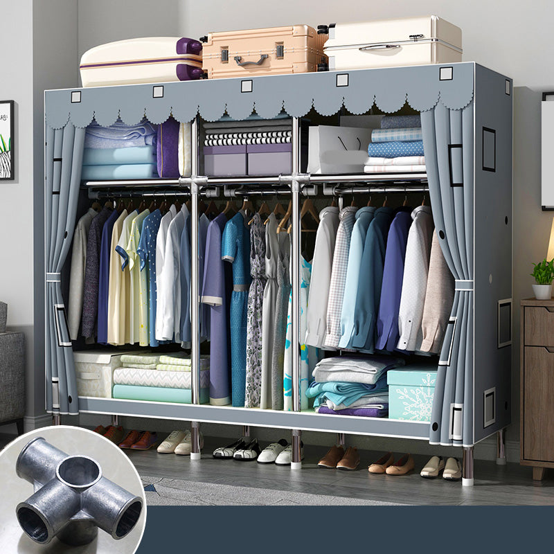 Matte Finish Wardrobe with Metal Frame Modern Storage Cabinet for Home