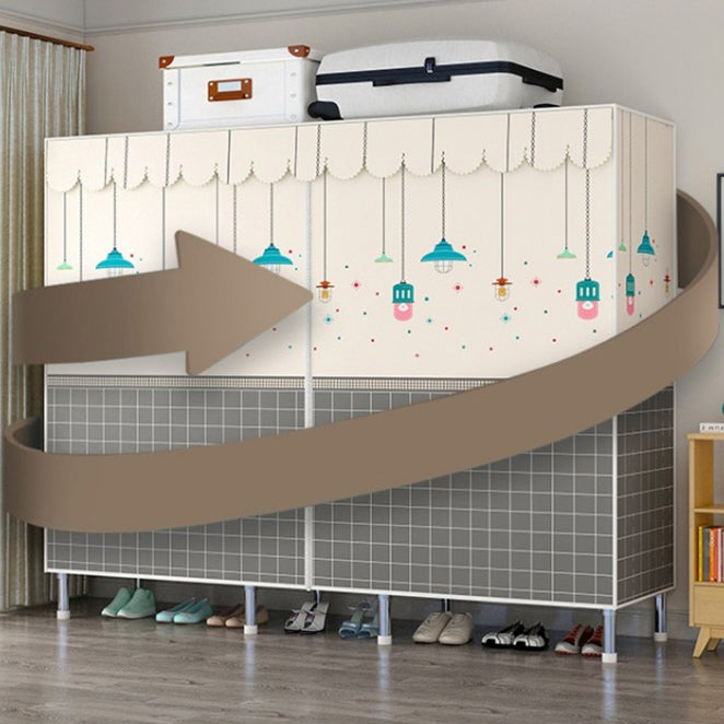 Matte Finish Wardrobe with Metal Frame Modern Storage Cabinet for Home