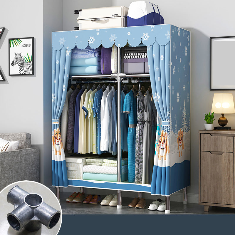 Matte Finish Wardrobe with Metal Frame Modern Storage Cabinet for Home