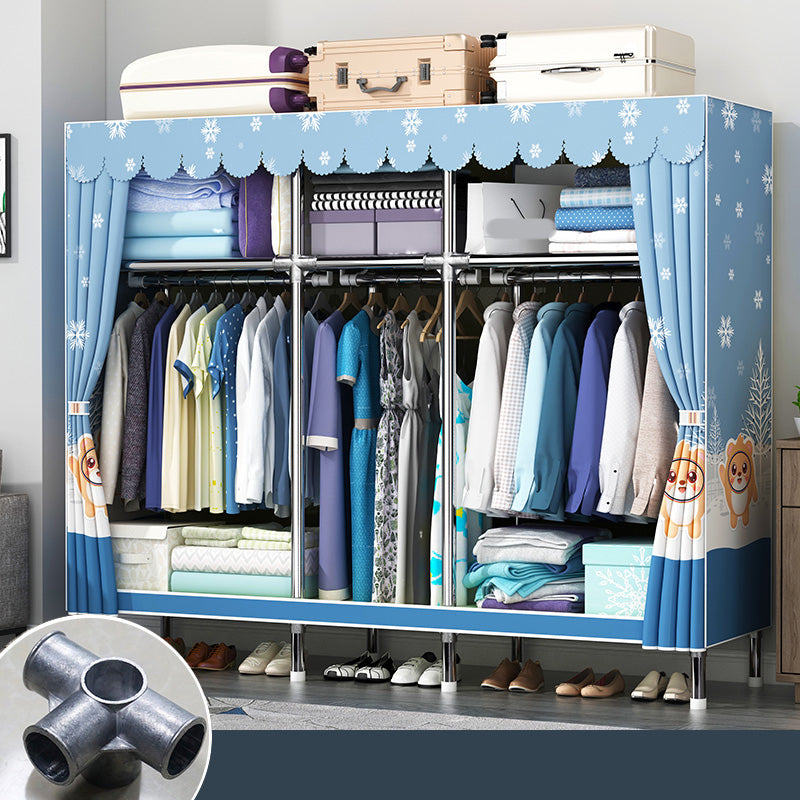 Matte Finish Wardrobe with Metal Frame Modern Storage Cabinet for Home