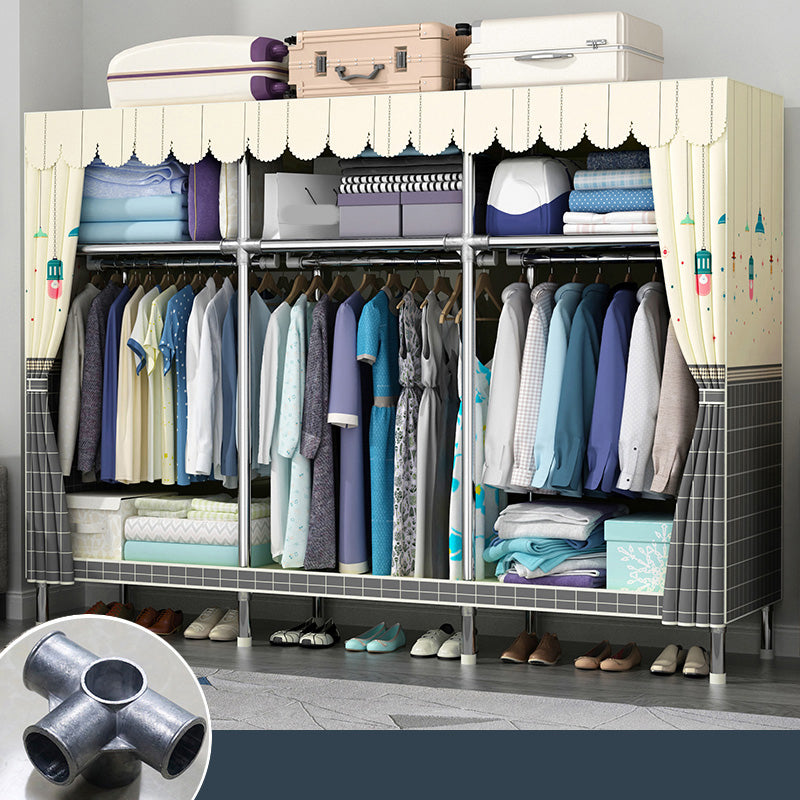 Matte Finish Wardrobe with Metal Frame Modern Storage Cabinet for Home