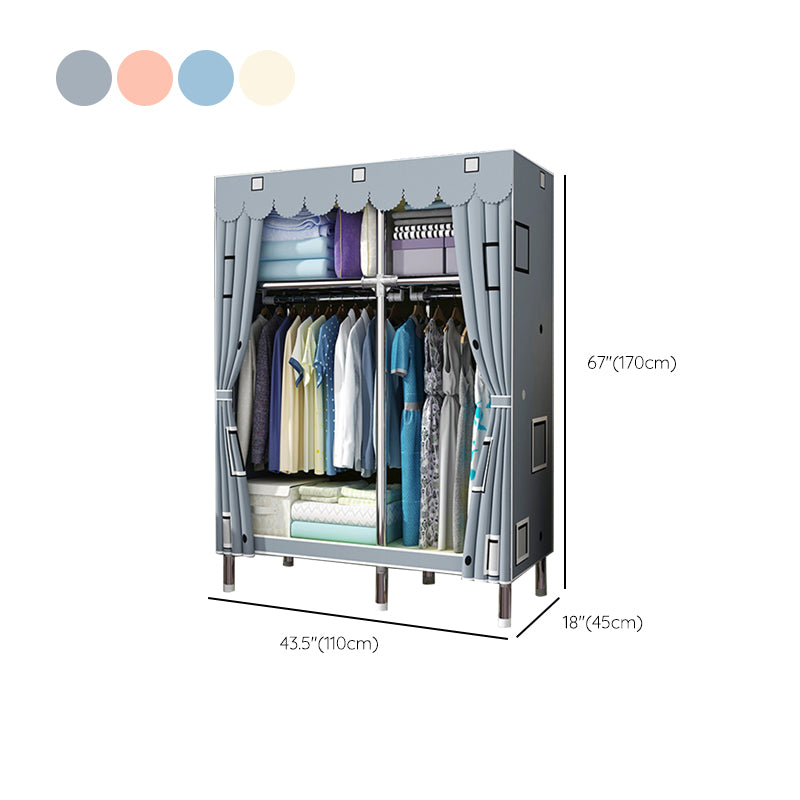 Matte Finish Wardrobe with Metal Frame Modern Storage Cabinet for Home