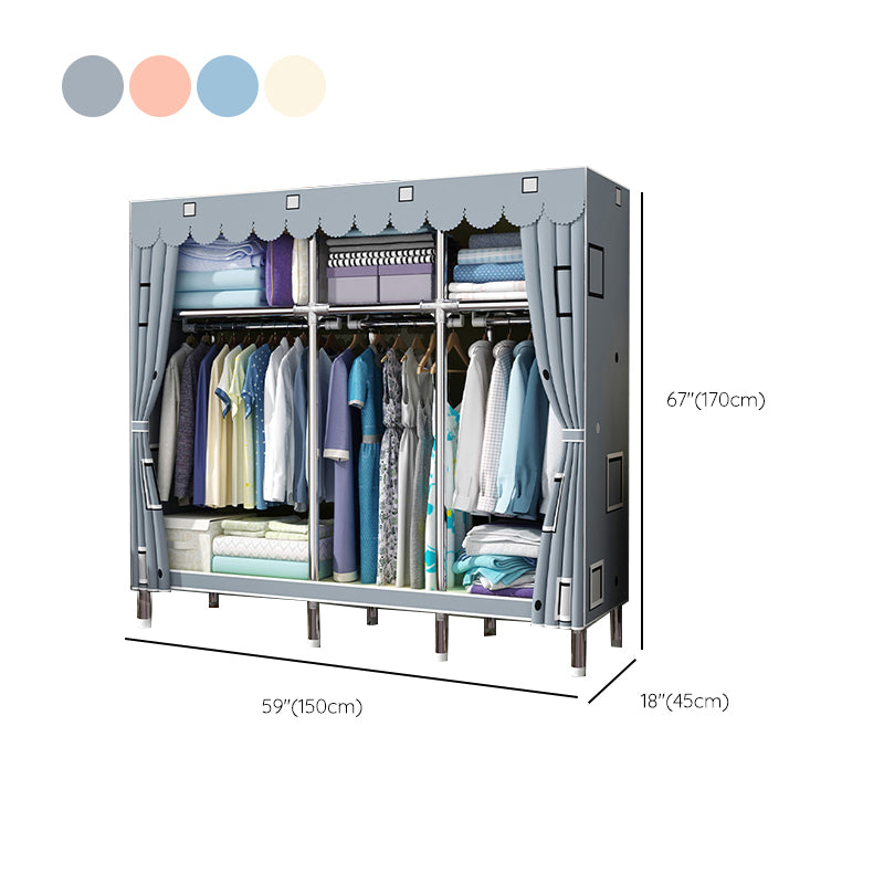 Matte Finish Wardrobe with Metal Frame Modern Storage Cabinet for Home