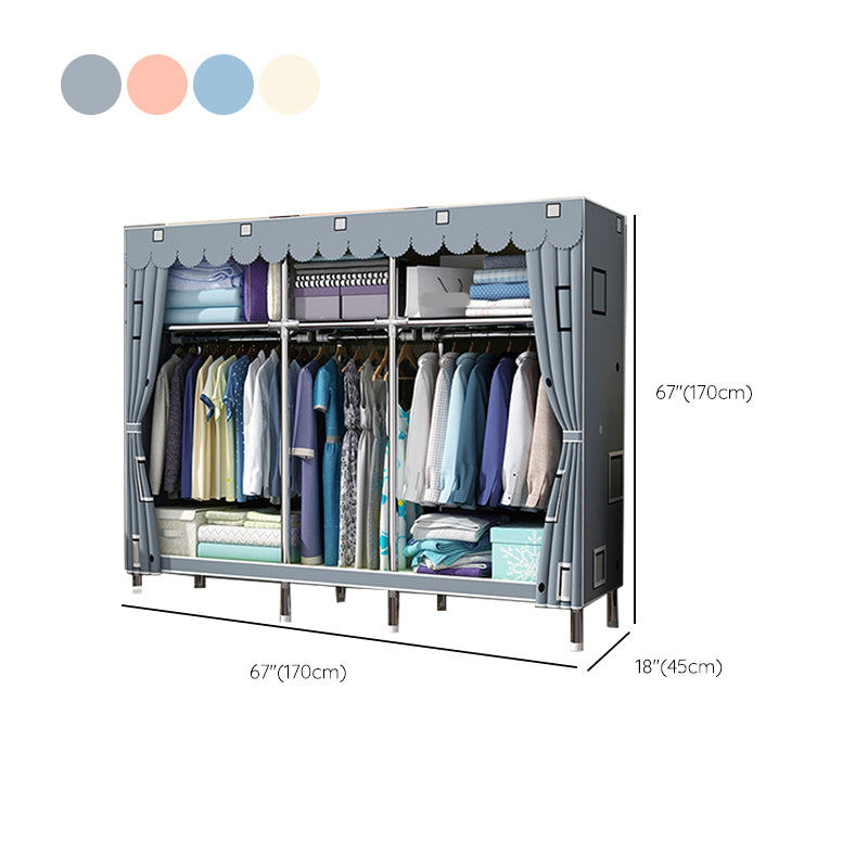 Matte Finish Wardrobe with Metal Frame Modern Storage Cabinet for Home