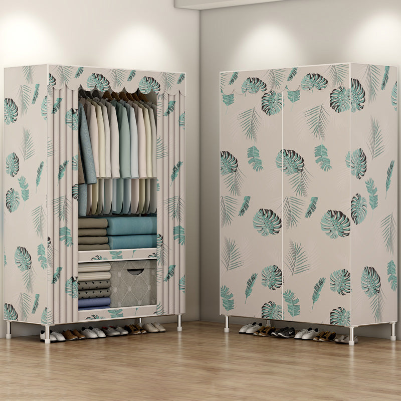 Contemporary Style Wardrobe Metal Bedroom Wardrobe Closet with Clothes Rail