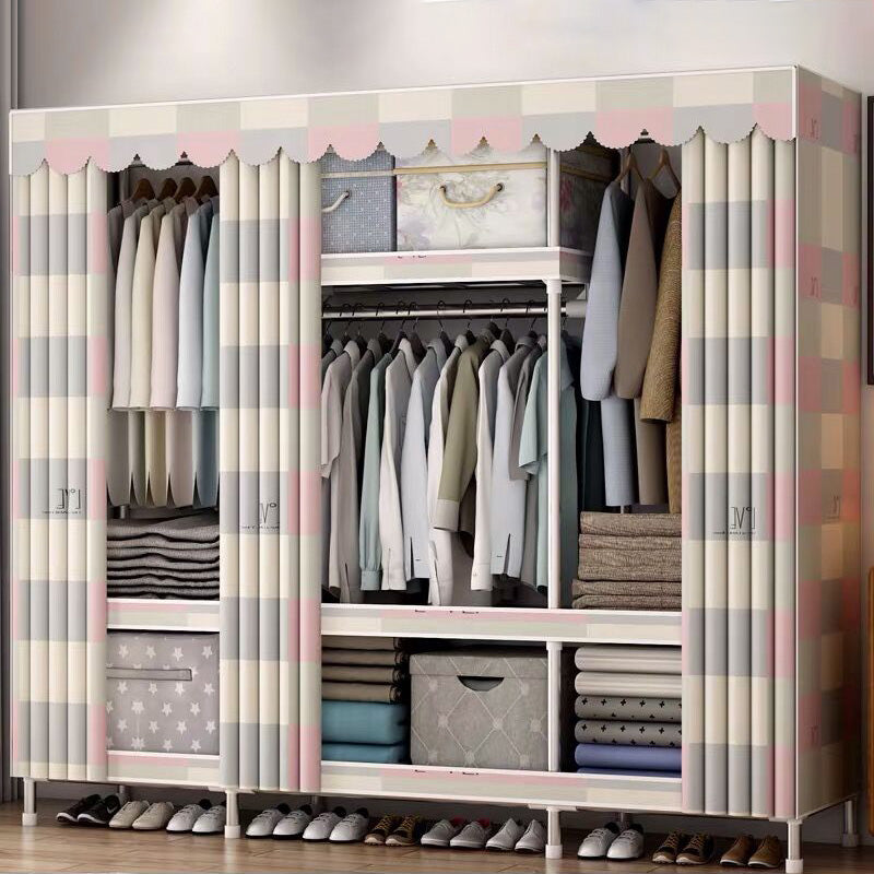 Contemporary Style Wardrobe Metal Bedroom Wardrobe Closet with Clothes Rail