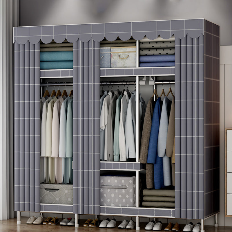 Contemporary Style Wardrobe Metal Bedroom Wardrobe Closet with Clothes Rail