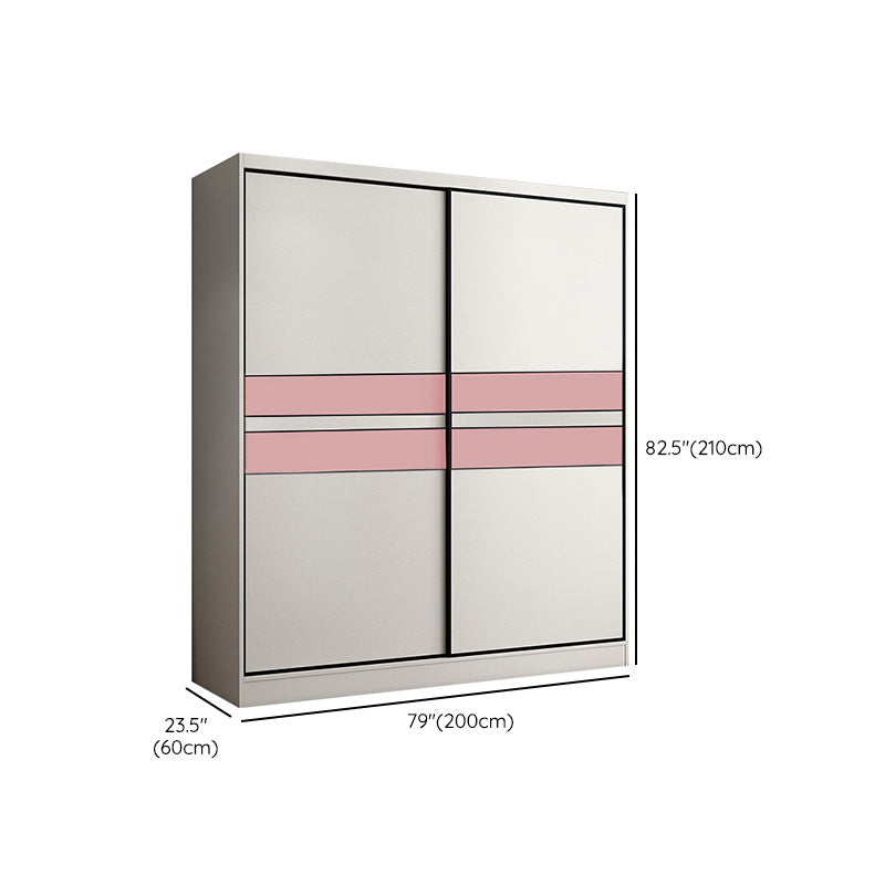White Colour Wooden Wardrobe Rod Included Wardrobe Wardrobe Closet with Sliding Door