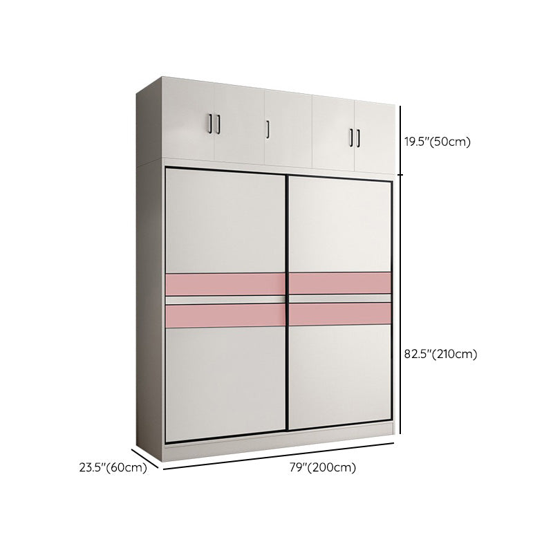 White Colour Wooden Wardrobe Rod Included Wardrobe Wardrobe Closet with Sliding Door