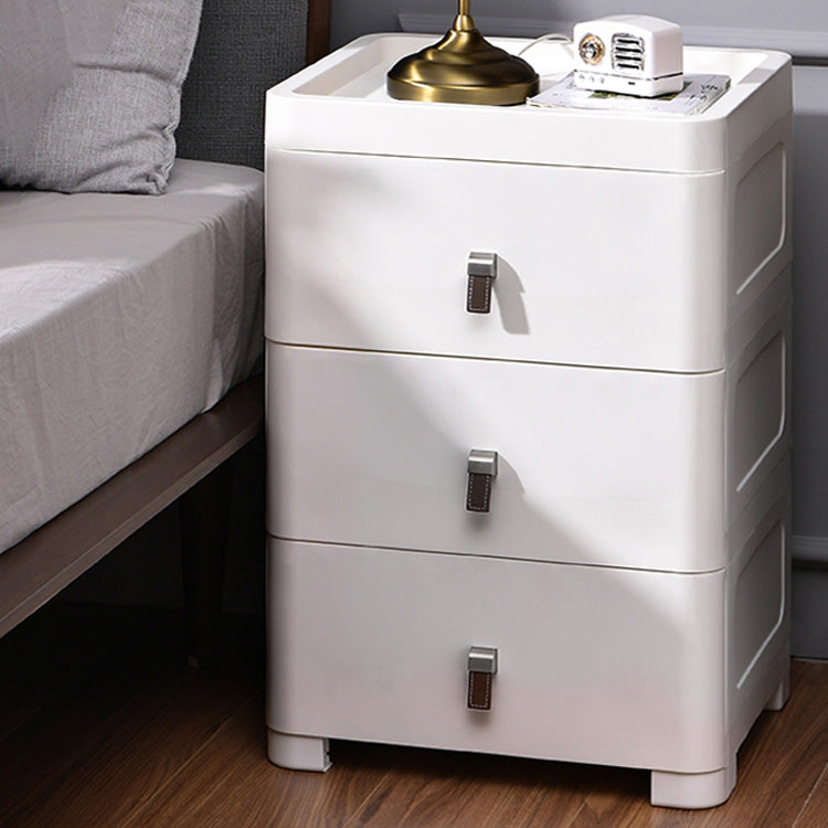 White Plastic Storage Cabinet for Bathroom Contemporary Cabinet with Drawers