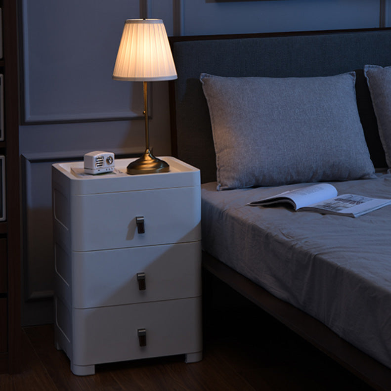 White Plastic Storage Cabinet for Bathroom Contemporary Cabinet with Drawers