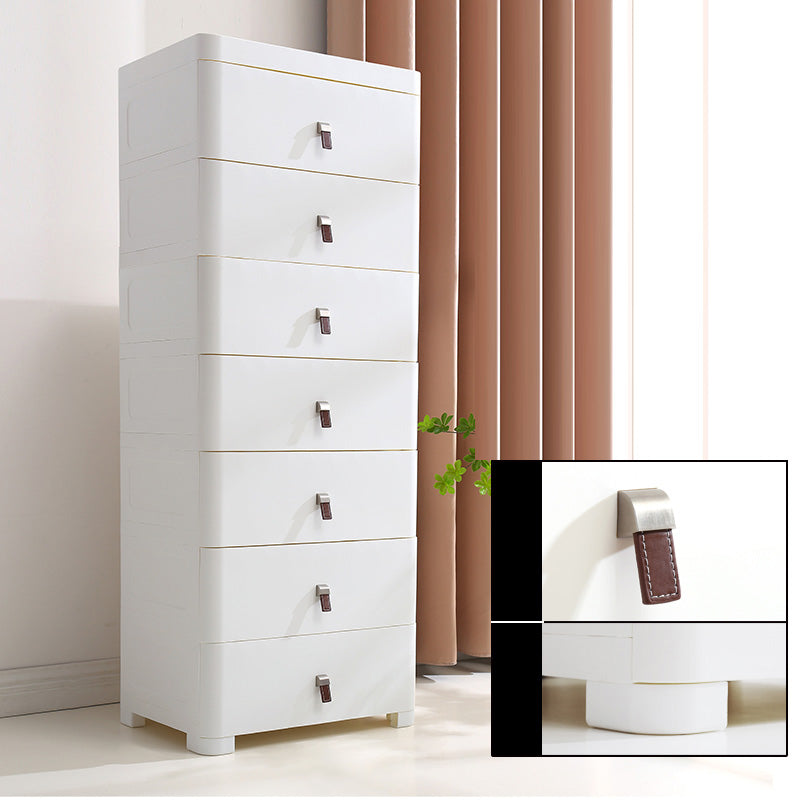 White Plastic Storage Cabinet for Bathroom Contemporary Cabinet with Drawers