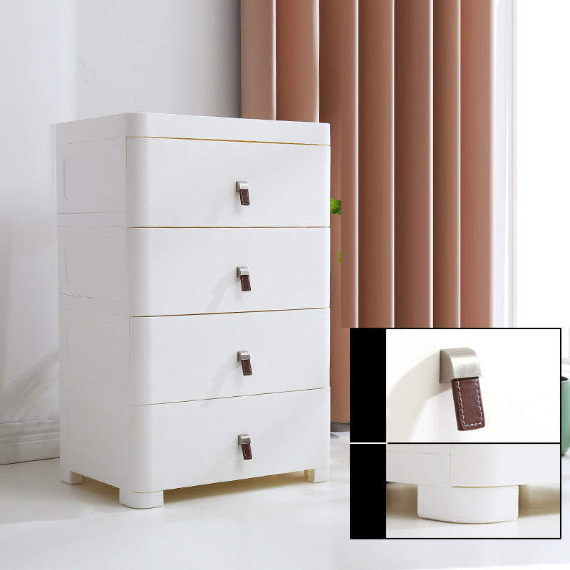White Plastic Storage Cabinet for Bathroom Contemporary Cabinet with Drawers