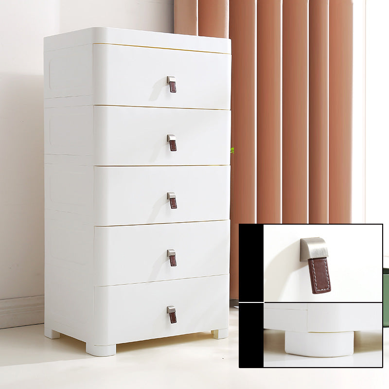 White Plastic Storage Cabinet for Bathroom Contemporary Cabinet with Drawers