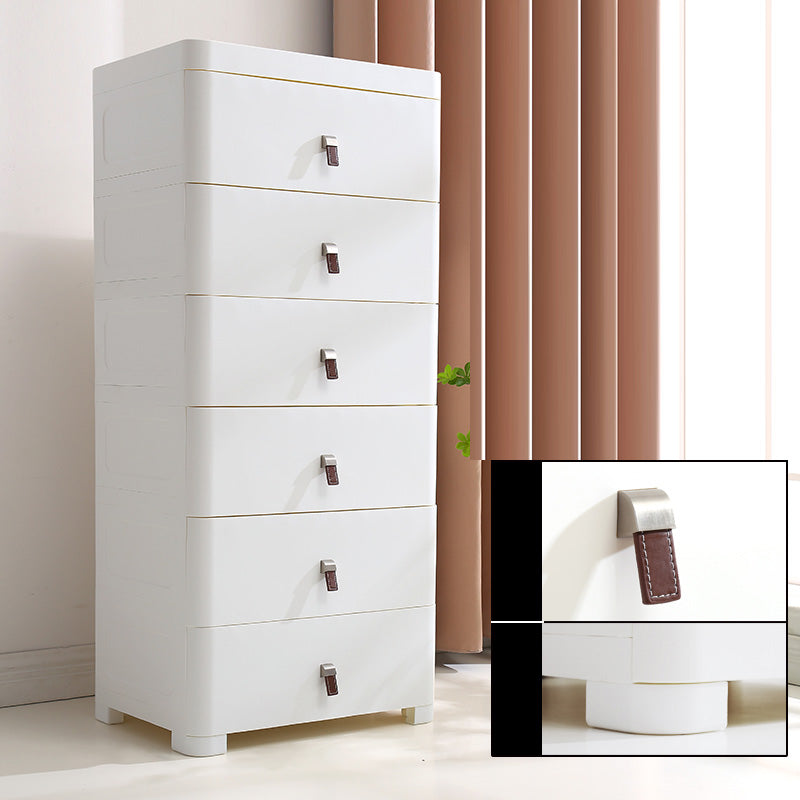 White Plastic Storage Cabinet for Bathroom Contemporary Cabinet with Drawers