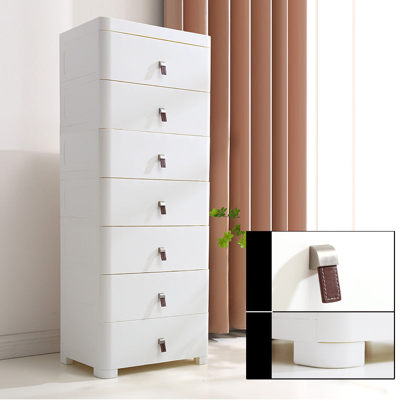 White Plastic Storage Cabinet for Bathroom Contemporary Cabinet with Drawers