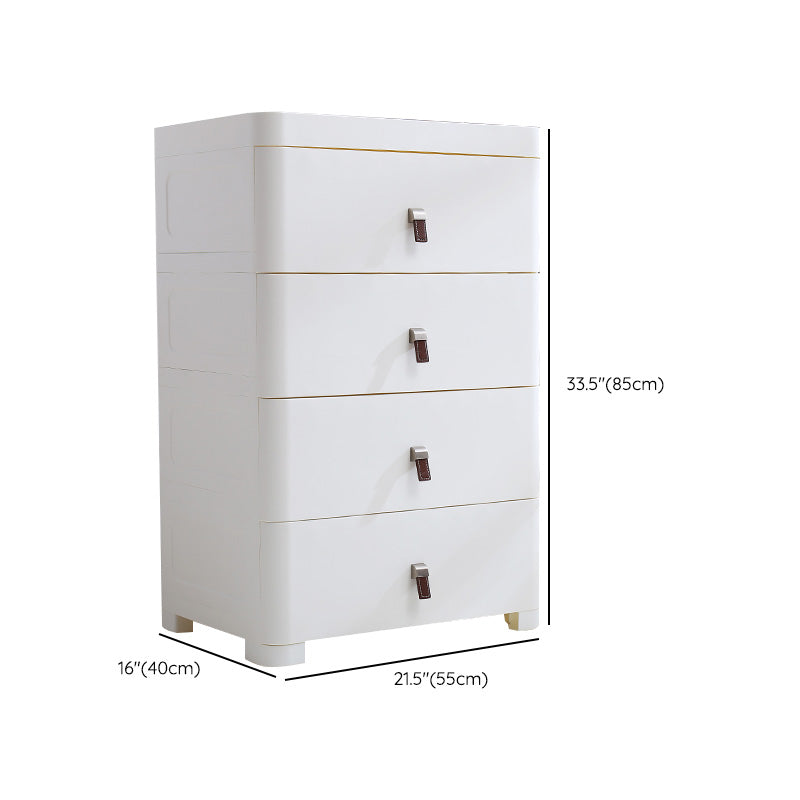 White Plastic Storage Cabinet for Bathroom Contemporary Cabinet with Drawers