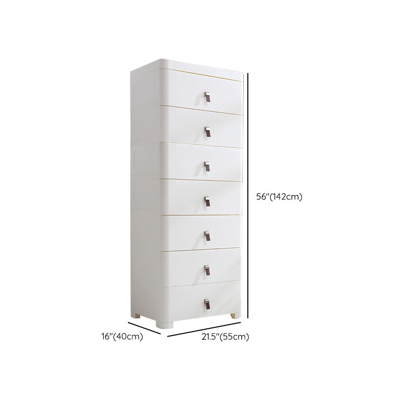 White Plastic Storage Cabinet for Bathroom Contemporary Cabinet with Drawers